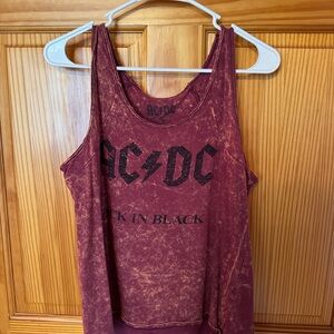 AC/DC Women's Distressed Burgundy Tank Top